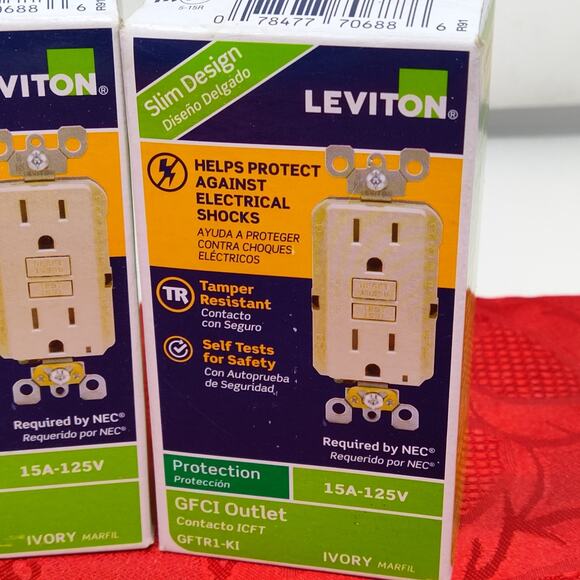 3X Leviton GFTR1-KI GFCI OUTLET Ivory Circuit Interrupter 15A 125V NEW - Picture 4 of 9